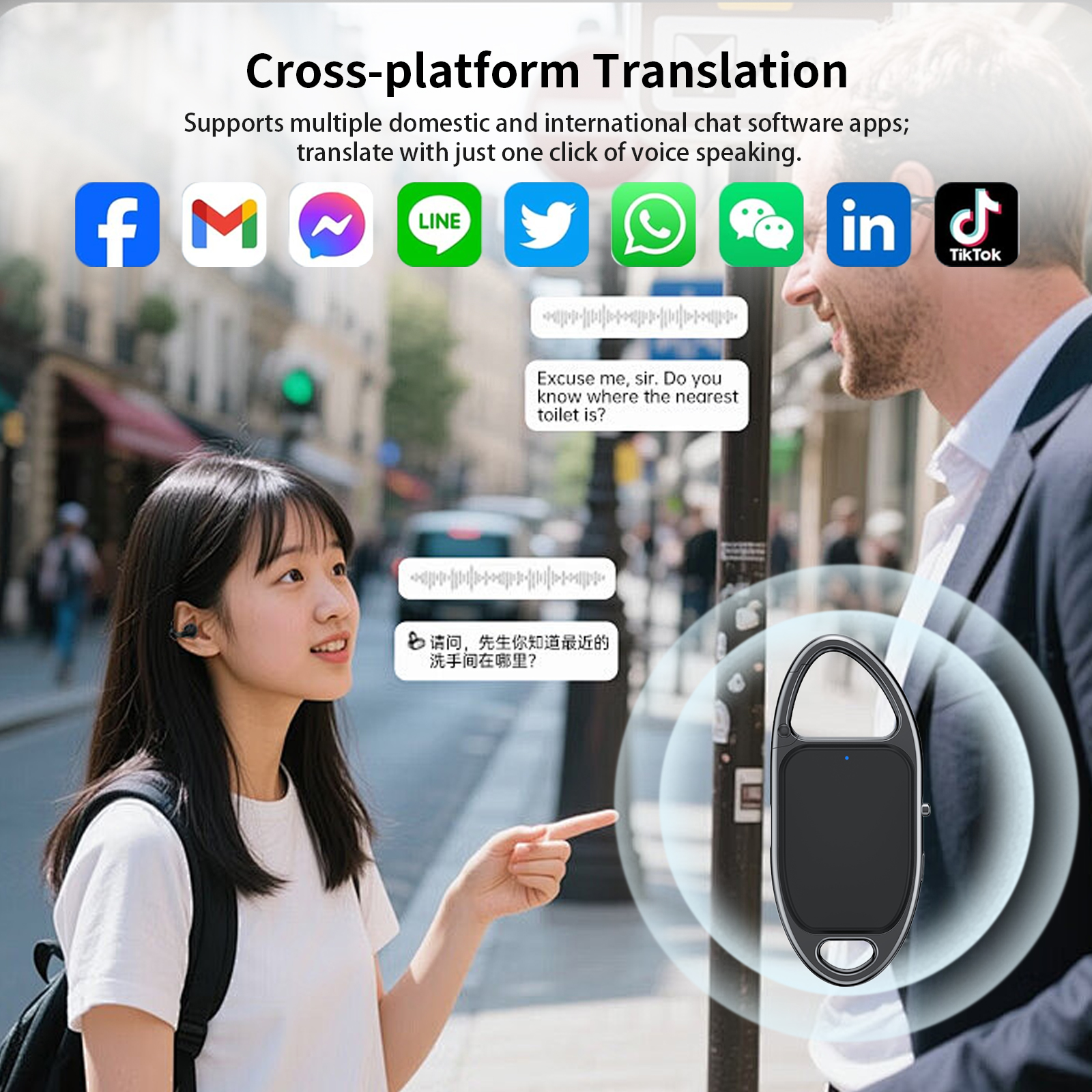 FOF Portable Carabiner AI Smart Voice Recorder, Clip-on Audio Voice-to-Text Recorder with AI Translation, Wearable Meeting & Lecture Recording Device for Outdoor, Travel, Business A04 - Image 9