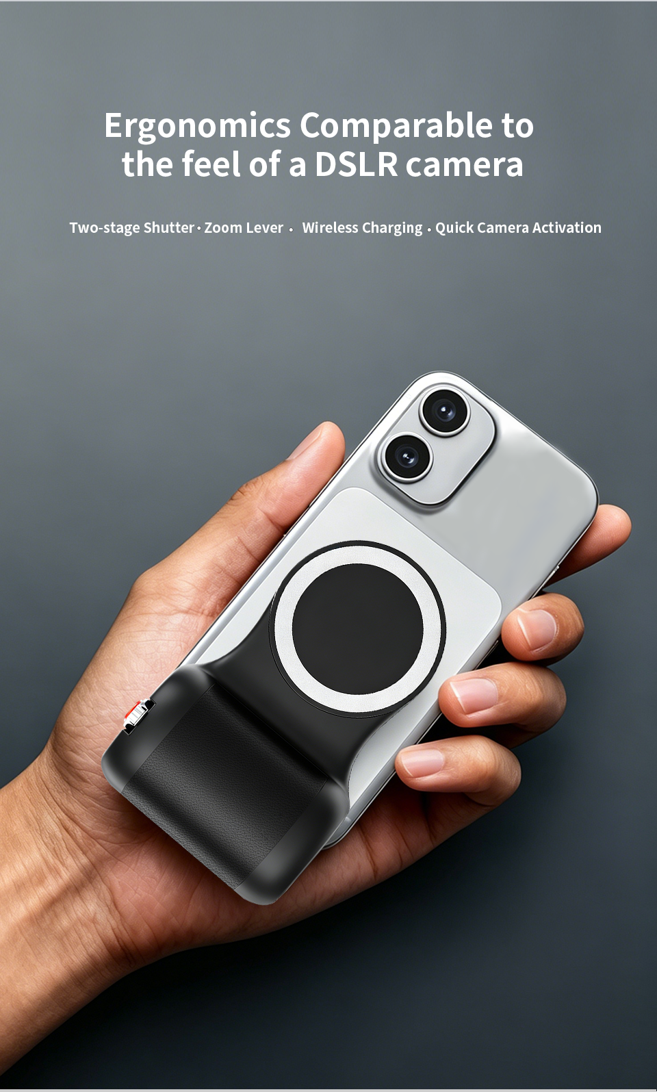 FOF Magnetic Camera Grip Bluetooth Smartphone Shutter, Wireless Charging Phone Handle Grip, Adjustable Focus Photo Stabilizer Selfie Stand for Android, Google Pixel A02 - Image 9