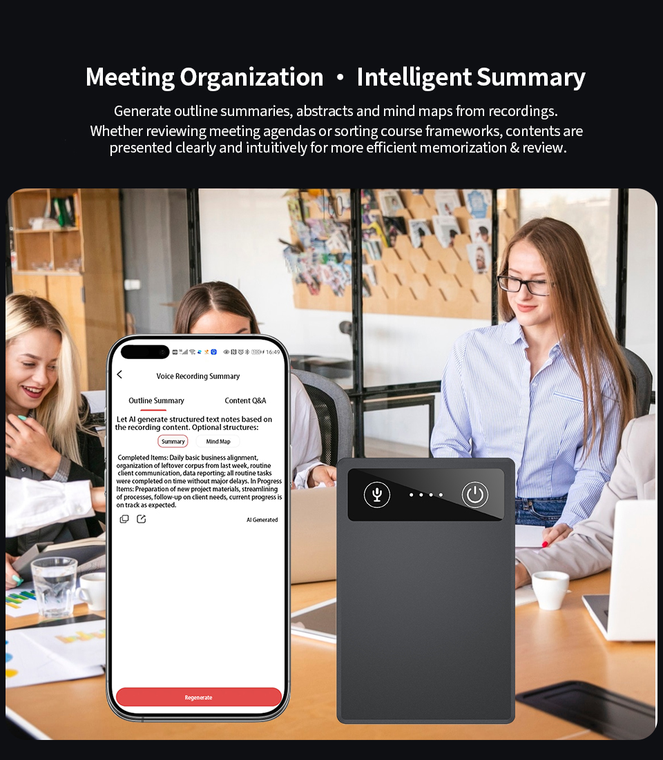 FOF Magnetic Slim Card AI Smart Voice Recorder, Ultra-Thin Voice-to-Text Audio Recorder with AI Assistant, Auto Transcription, Text Extraction & Mind Mapping for Meetings, Lectures, Interviews A03 - Image 10