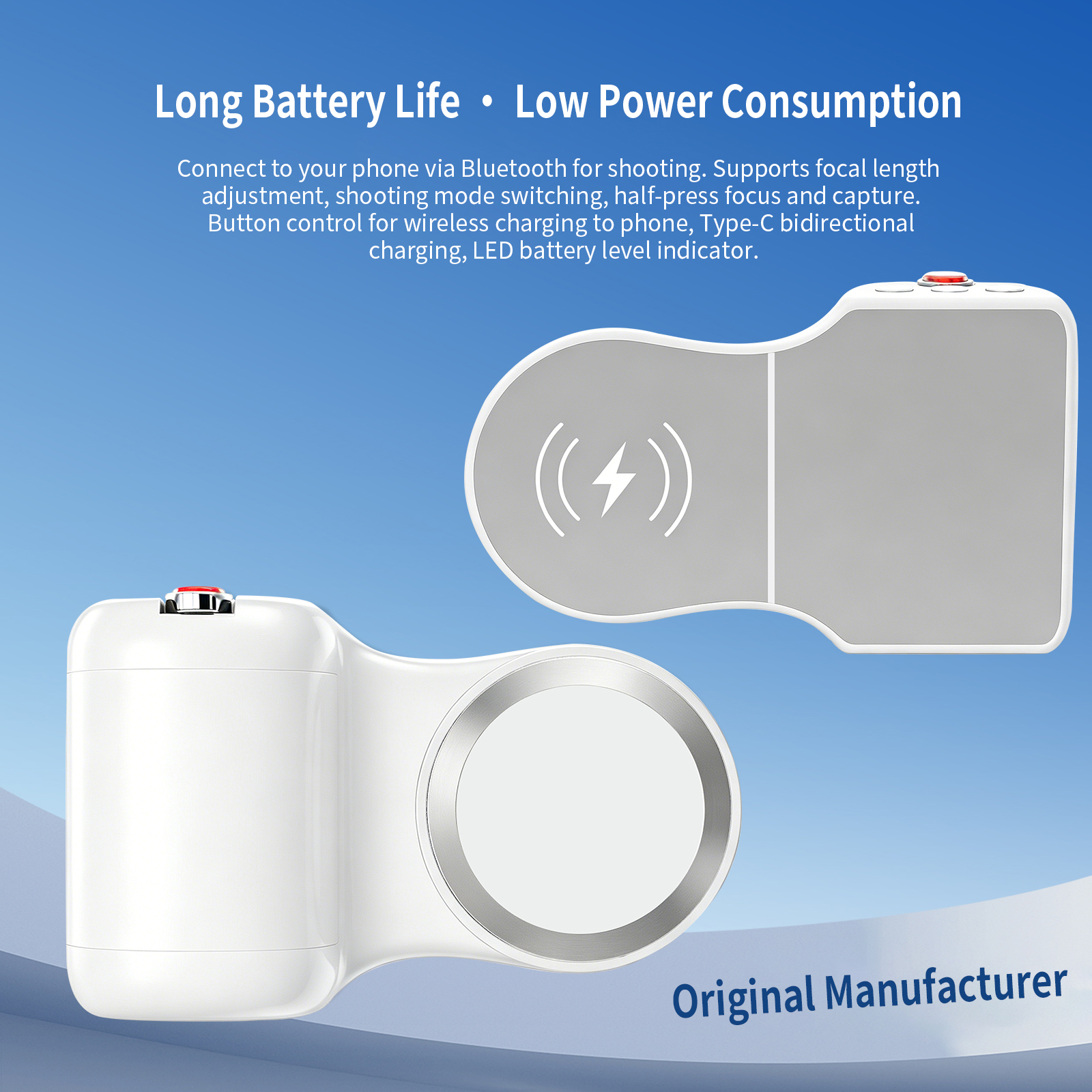 FOF Portable Camera Controller for Mobile Phone Photography, Bluetooth Remote Control for Focus and Shutter, Wireless Power Replenishment, Ideal for Travel and Vlog Shooting - Image 2