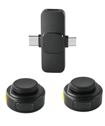 FOF dual AI smart recording microphone, suitable for mobile phone recording; noise-cancelling lavalier microphone, suitable for video blogging, live streaming, and interviews; wireless lavalier microphone with a 2-in-1 receiver