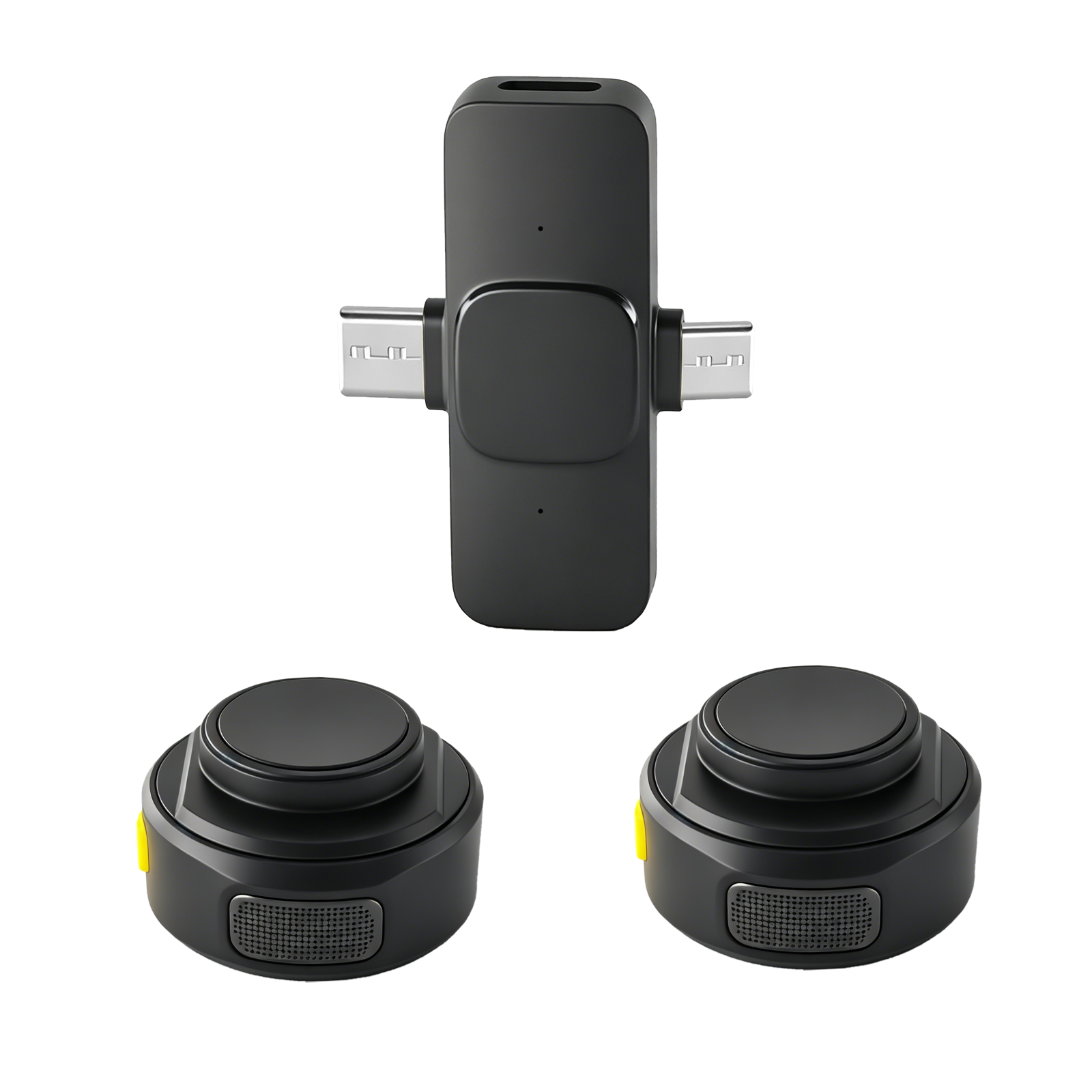 FOF dual AI smart recording microphone, suitable for mobile phone recording; noise-cancelling lavalier microphone, suitable for video blogging, live streaming, and interviews; wireless lavalier microphone with a 2-in-1 receiver
